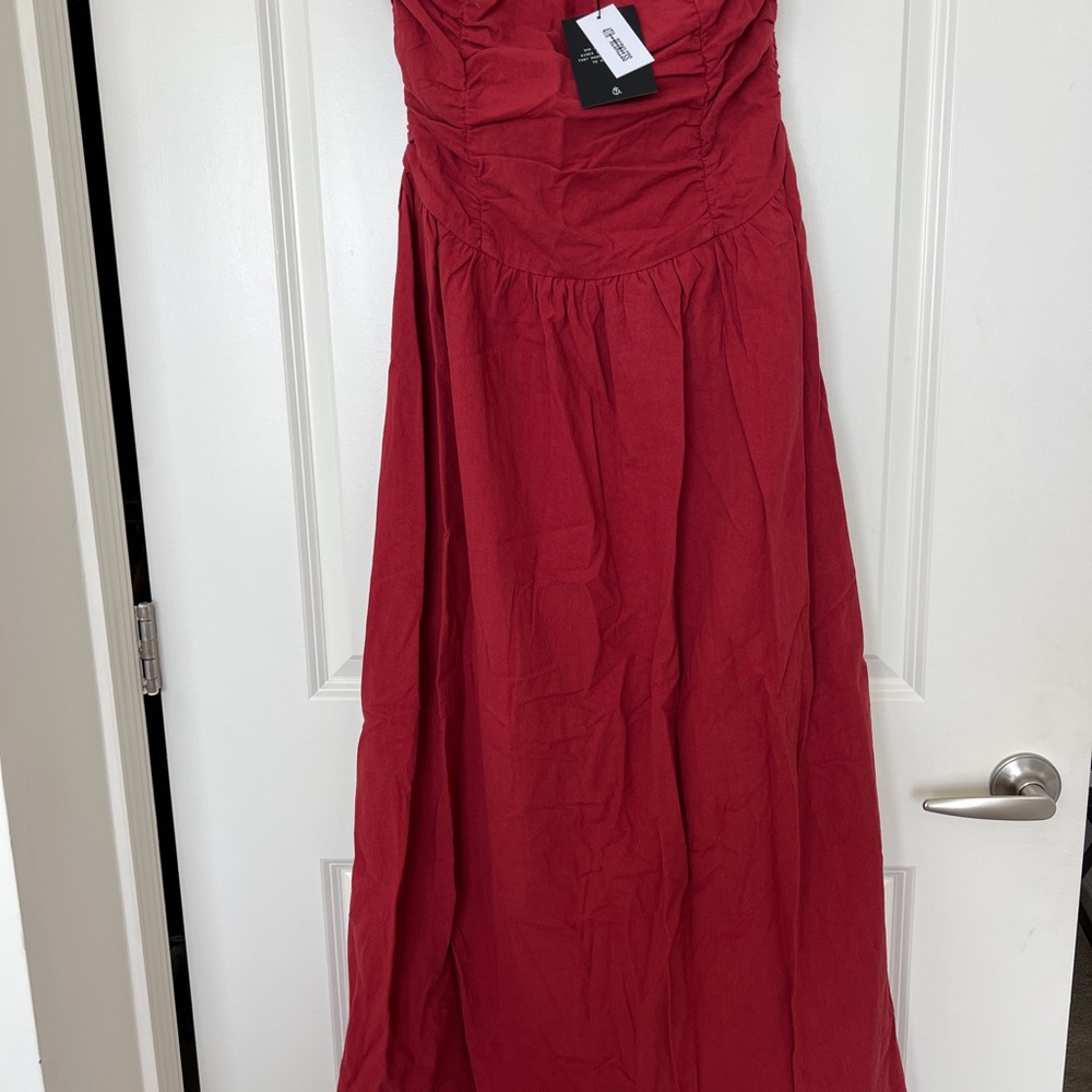 4th & Reckless cotton bandeau ruched detail maxi dress NWT